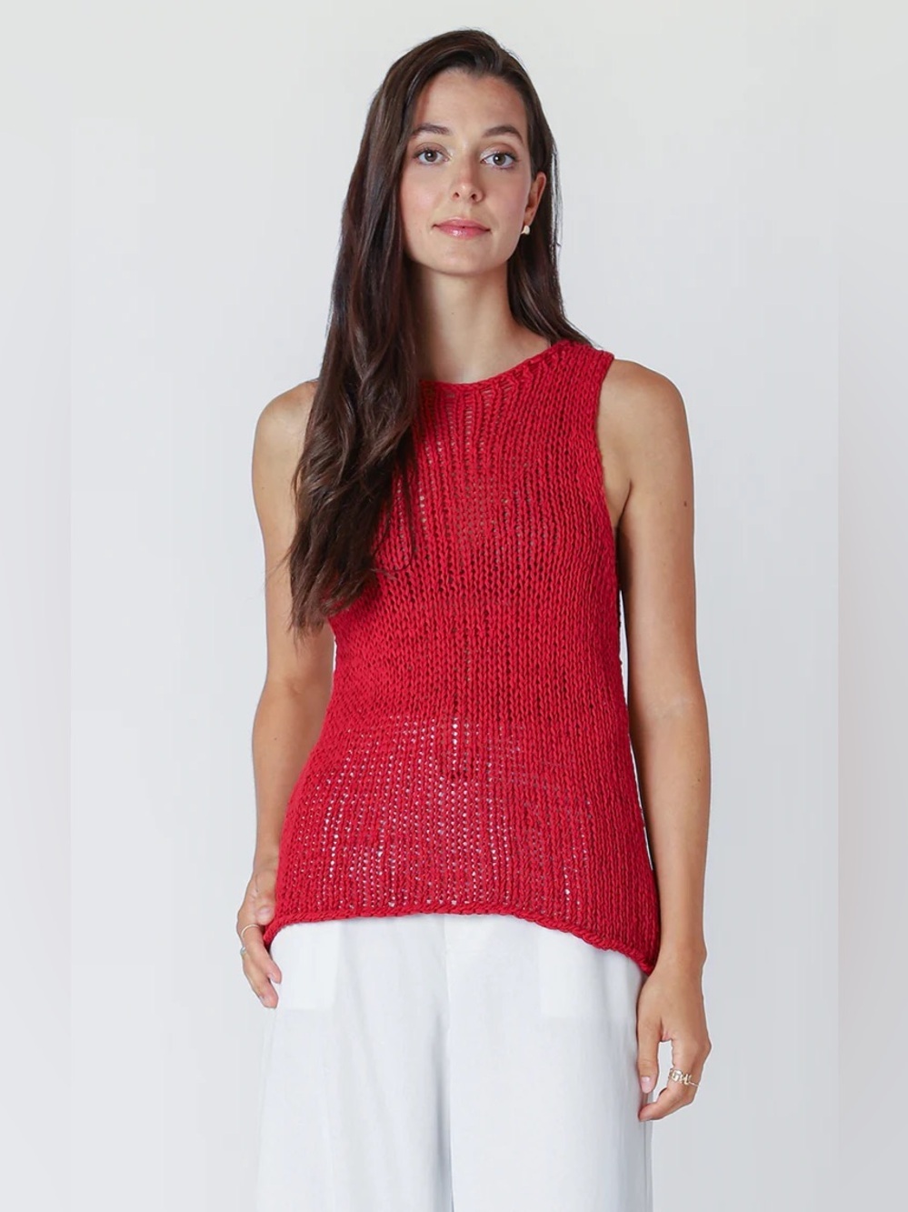 *NWT* Dex Open Knit Tank Sweater in Cherry Red, Size Small